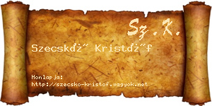 Szecskó Kristóf névjegykártya